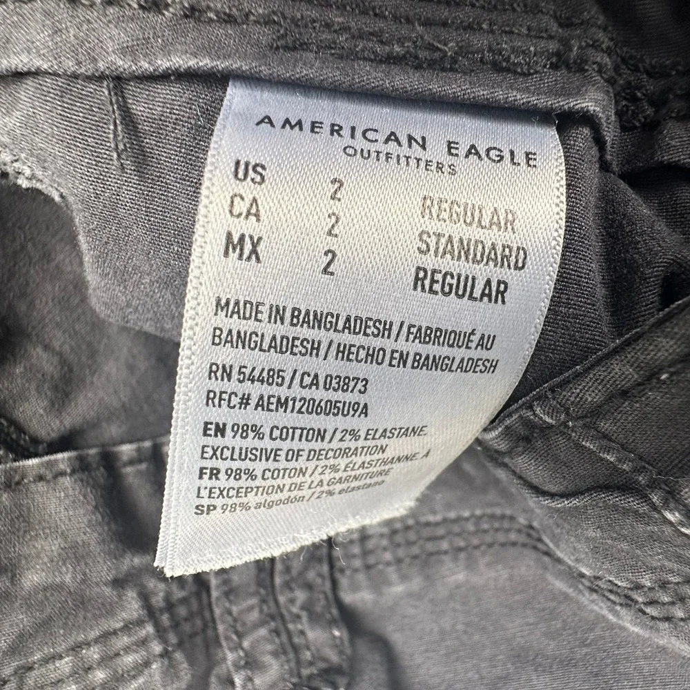 American Eagle‎ Baggy Jogger Cargo Pants Womens 2 Reg Streetwear Black Stretch